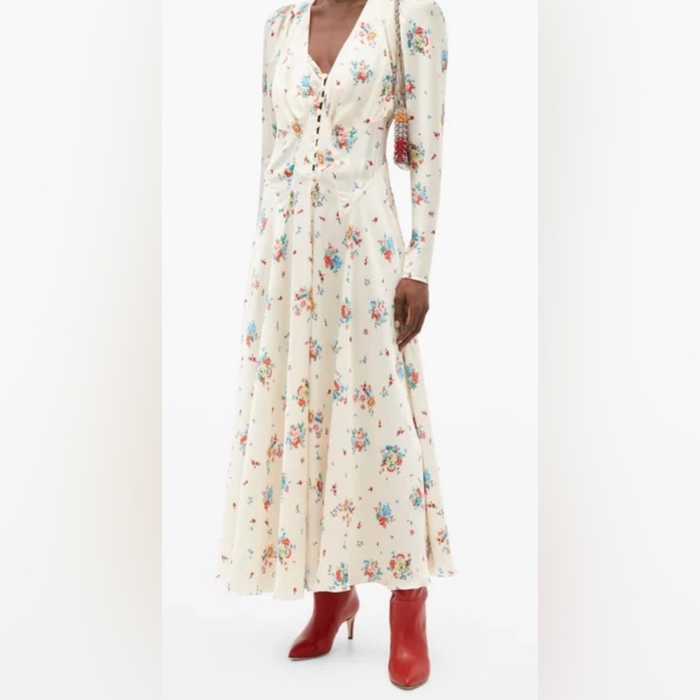 Paco Rabbane Floral Satin Midi dress